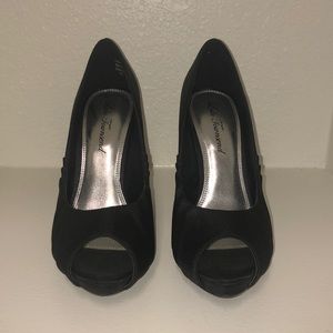 Lulu Townsend Black Satin Heels - worn once